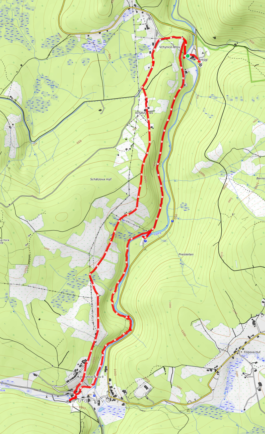Wanderung von Antygl nach Modrava und zurück
