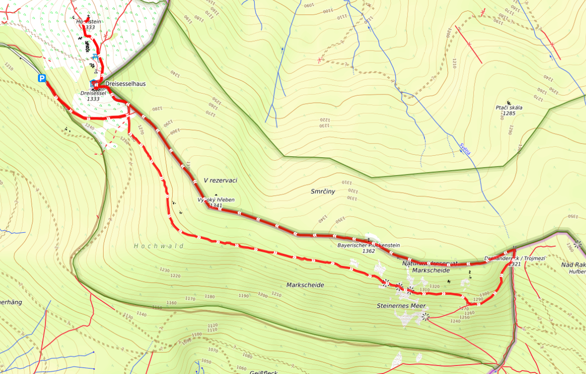 Wanderung am Dreisessel: Über den Adalbert-Stifter-Steig zum Dreiländereck und zurück über den Hochkammweg